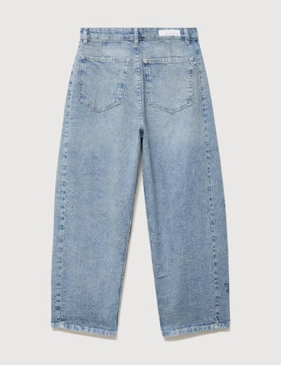 Jeans barrel taille haute 7/8&egrave;me denim bleach femme