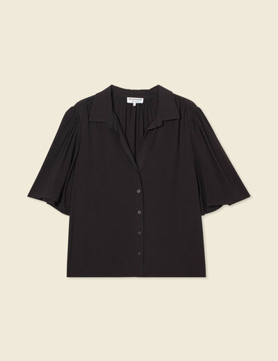 Chemise manches courtes noir femme