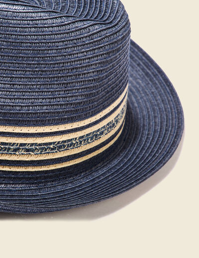 Chapeau trilby tressé bleu marine homme