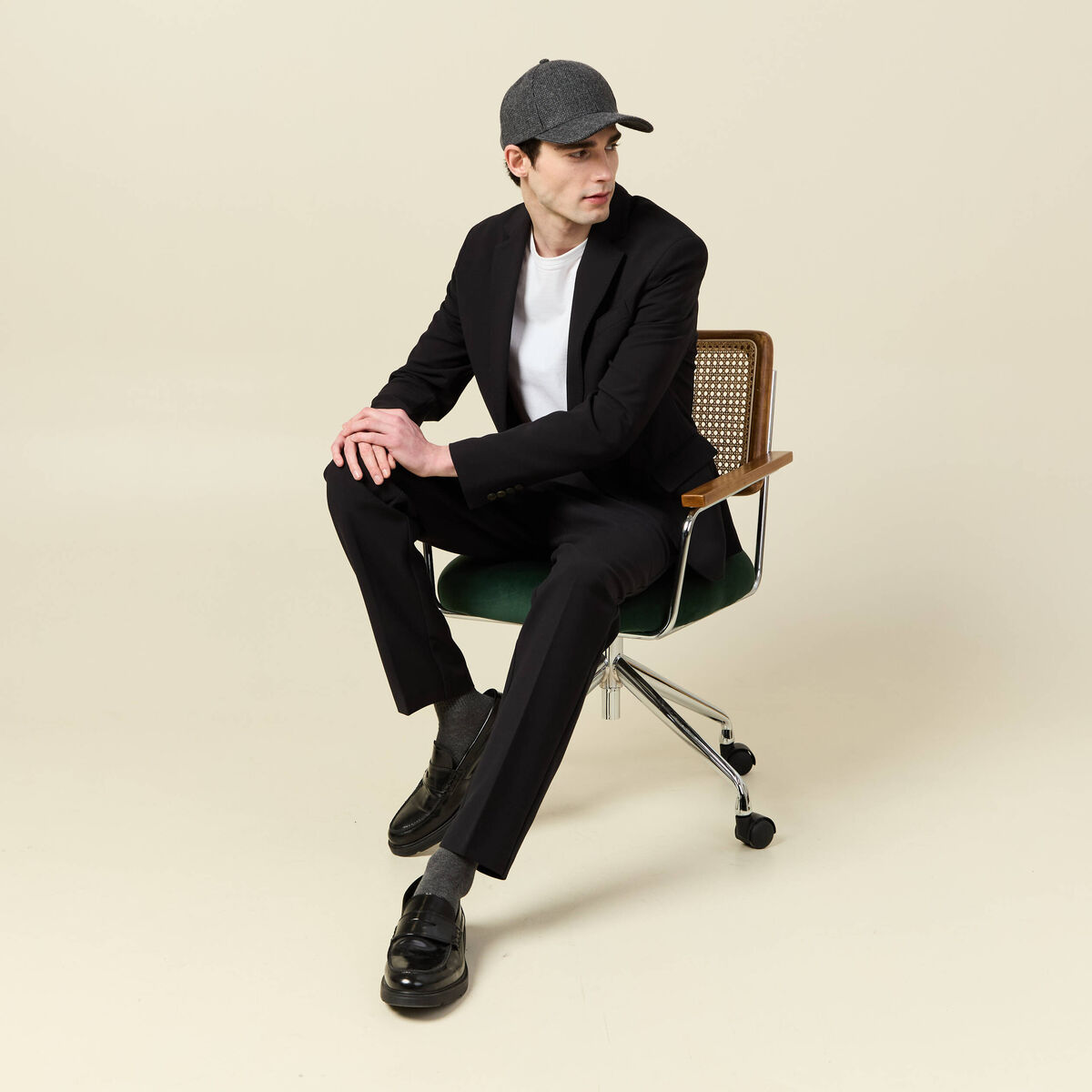 Blazer manches longues col tailleur noir homme
