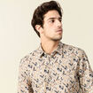 Chemise à manches longues beige homme