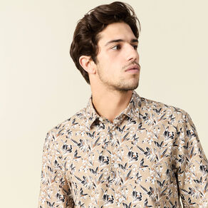 Chemise à manches longues beige homme