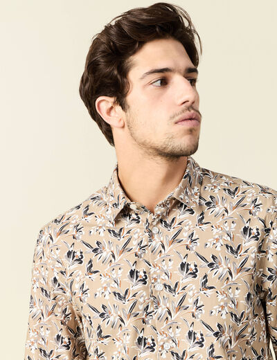 Chemise à manches longues beige homme