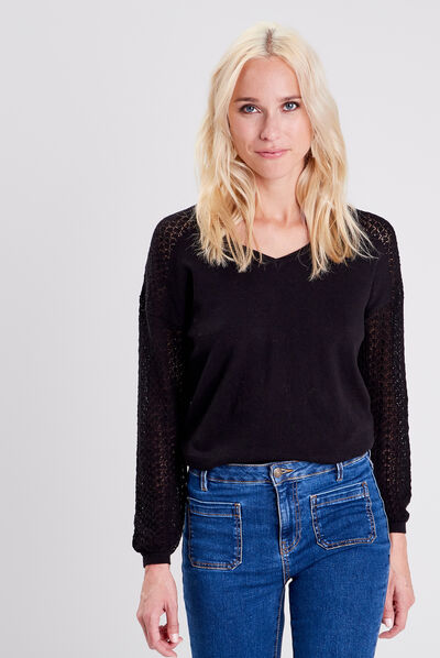 Pull éco-responsable noir femme