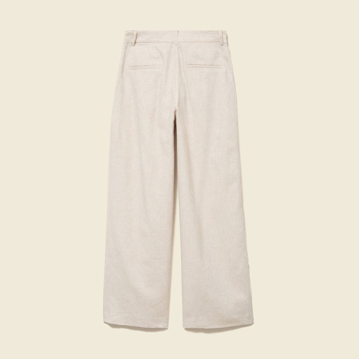 Pantalon large taille haute sable femme