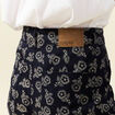Pantalon large cropped taille haute bleu marine femme