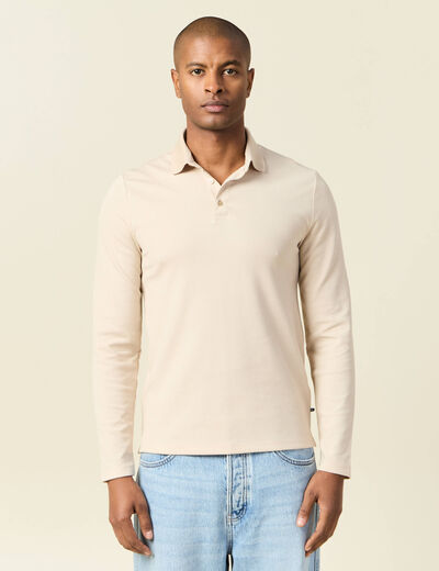 Polo manches longues sable homme