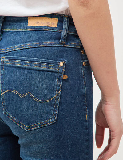 Jeans slim taille haute 7/8&egrave;me denim brut femme