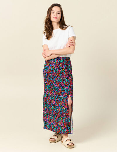 Jupe longue droite noir femme