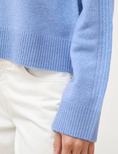 Pull col rond manches longues bleu clair femme