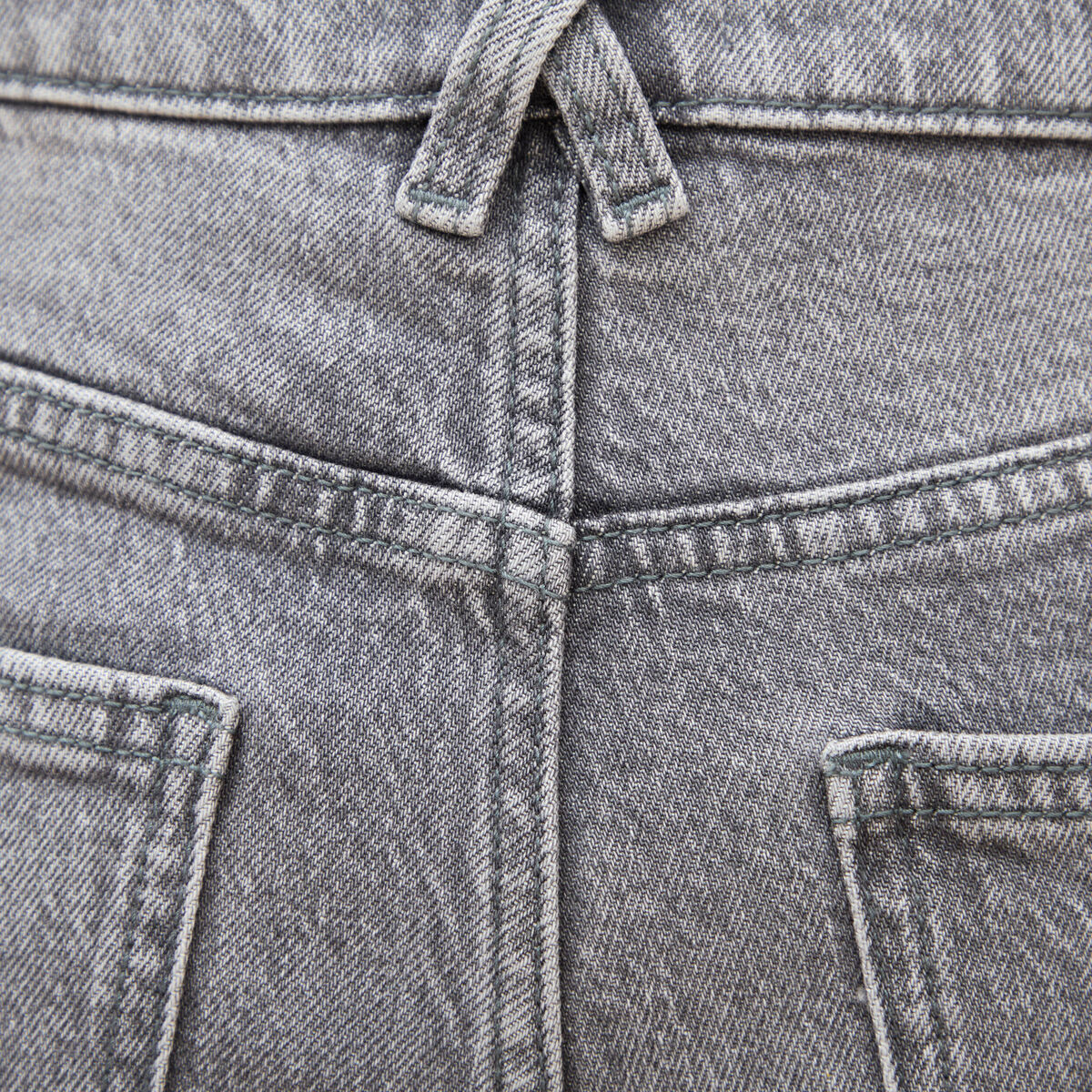 Jeans straight 7/8&egrave;me taille haute denim gris femme