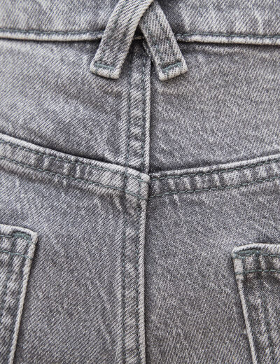 Jeans straight 7/8&egrave;me taille haute denim gris femme