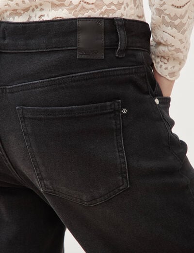 Jeans droit 7/8&egrave;me taille standard denim noir femme