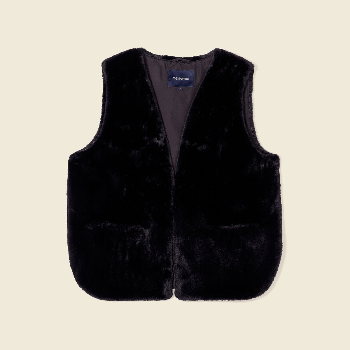 Veste droite fausse fourrure noir femme