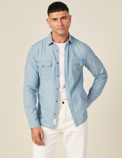 Chemise en jean bleu clair homme