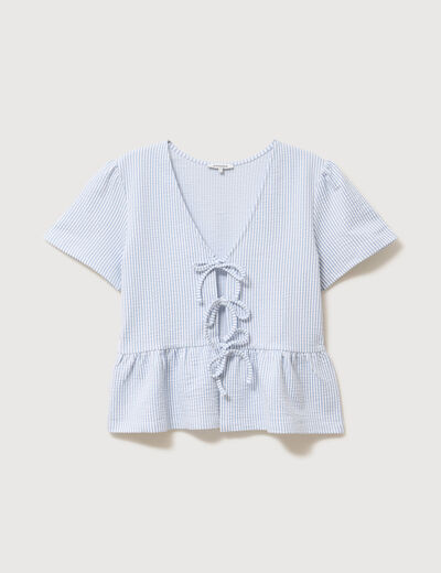 Blouse manches courtes bleu pastel femme