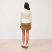 Pull cintr&eacute; col rond manches longues creme femme