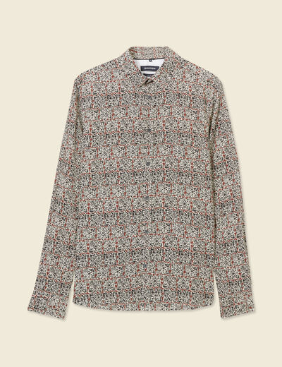 Chemise manches longues marron cognac homme