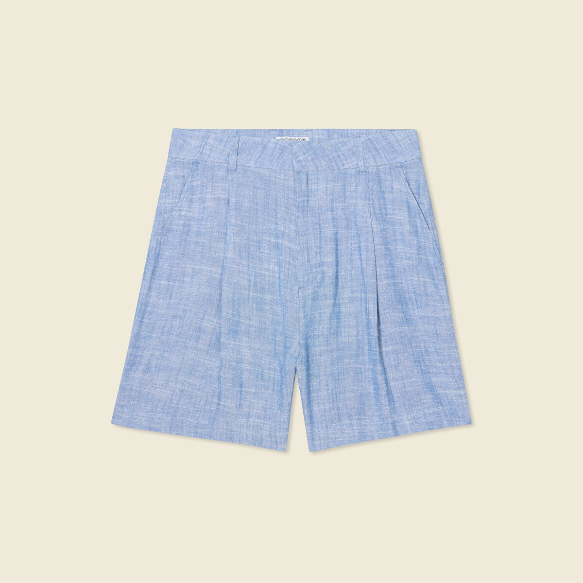 Short droit avec pinces bleu femme