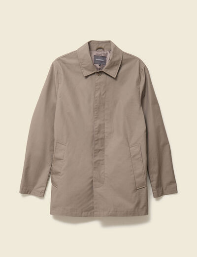 Trench en coton doubl&eacute; taupe homme