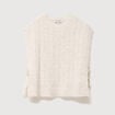 Pull droit cropped sans manches creme femme