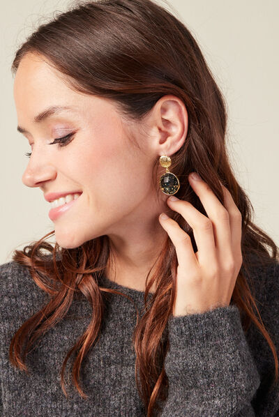 Boucles d'oreilles pendantes noir femme
