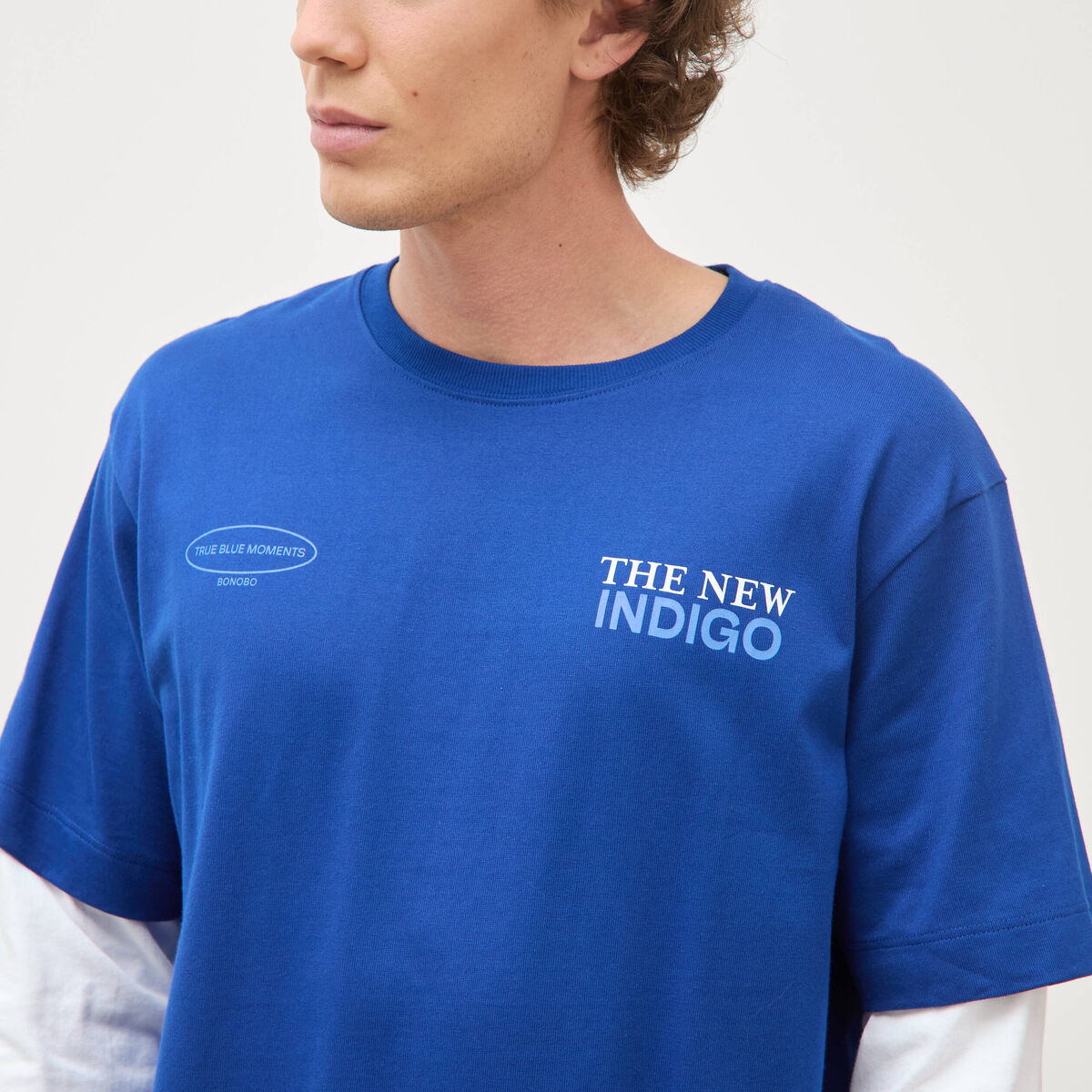 T-shirt ample en coton manches courtes bleu electrique homme