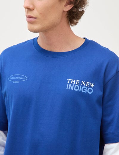 T-shirt ample en coton manches courtes bleu electrique homme