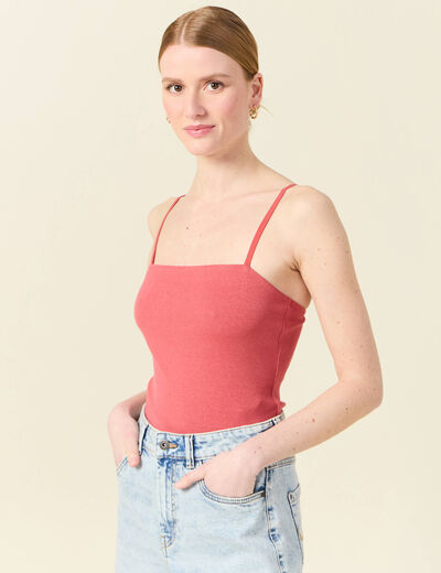 Bustier cropped à bretelles terracotta femme