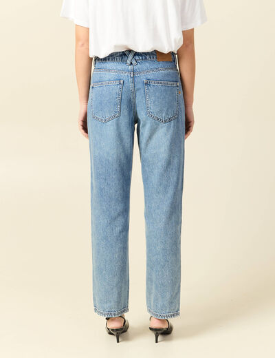 Jeans taille haute avec strass denim used femme