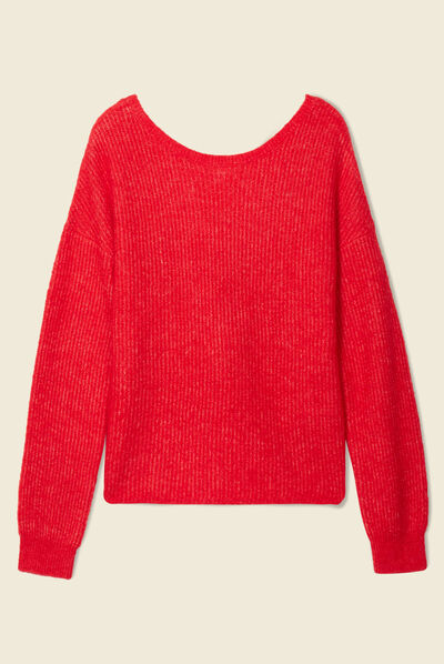 Pull manches longues rose framboise femme