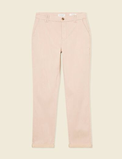 Pantalon chino cigarette rose clair femme
