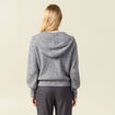 Gilet manches longues capuche gris clair femme