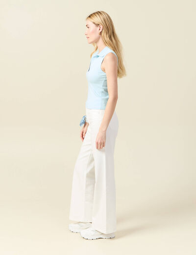 Polo sans manches bleu pastel femme
