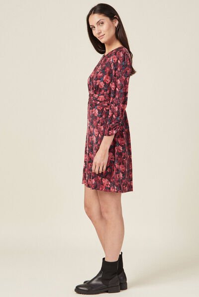 Robe droite manches 3/4 noir femme