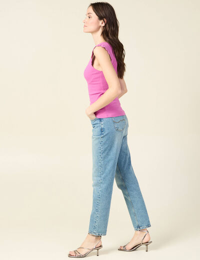 Débardeur bretelles larges rose framboise femme