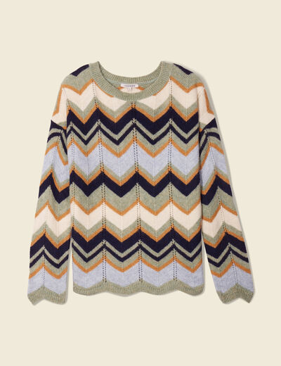 Pull manches longues vert olive femme