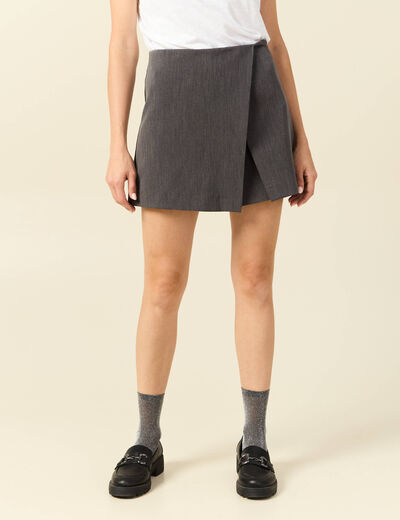 Jupe-short taille haute gris femme