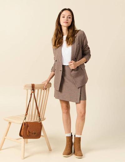 Veste blazer double boutonnage beige femme