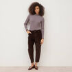 Pantalon barrel taille haute velours marron femme