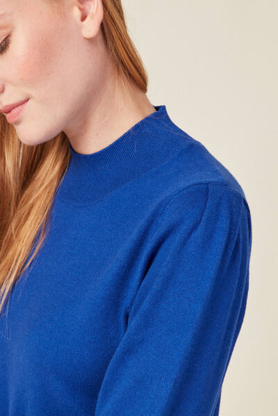 Pull manches longues bleu electrique femme