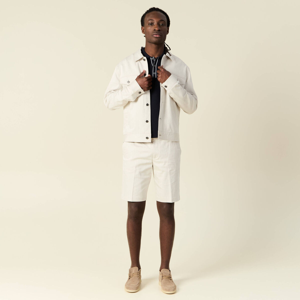 Veste boutonnée sable homme