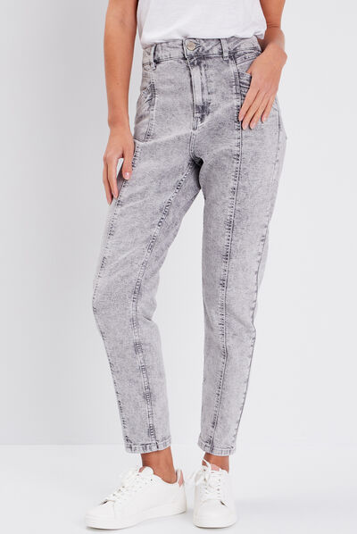 Jeans slouchy denim snow gris femme