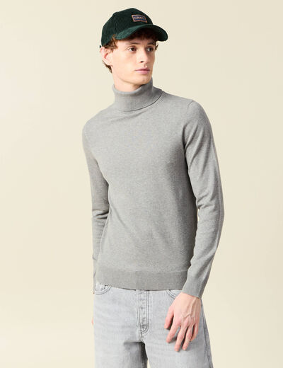 Pull droit court manches longues gris homme