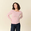 T-shirt ray&eacute; ajust&eacute; manches longues rouge femme