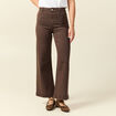 Jeans large cropped taille haute marron femme