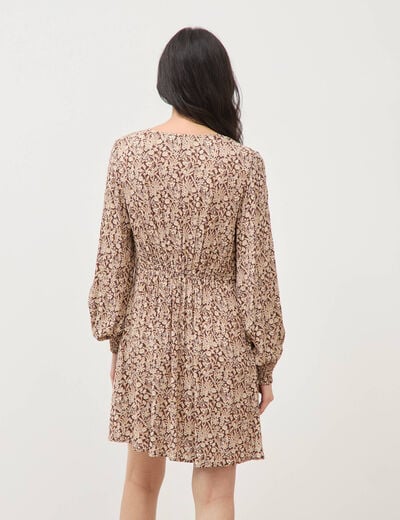 Robe manches longues marron femme