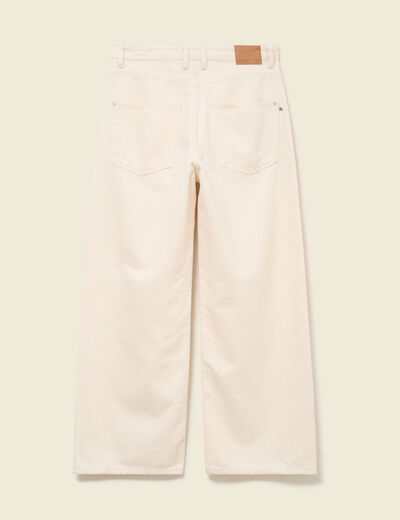 Jeans loose taille bascul&eacute;e ecru femme