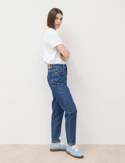 Jeans mom 7/8&egrave;me bleu clair femme