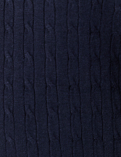 Polo avec torsade et c&oelig;ur brod&eacute; bleu marine femme